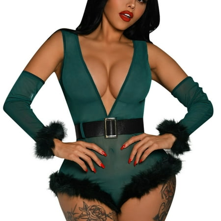 

JDEFEG 4 Piece Lingerie Set for Women Women Lingerie Lingerie Imitation Hair Lingerie Pajamas Bra Body Shaping Submissive for Her Nylon Green S