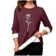 thumbnail image 2 of Heisall Womens Base Layer Shirts Autumn Winter Floral Print Round Neck Long Sleeve Thickened Fleece Teddy Shearling Warm Fitted Thermal Tops for Daily Cold Weather Wear, 2 of 3