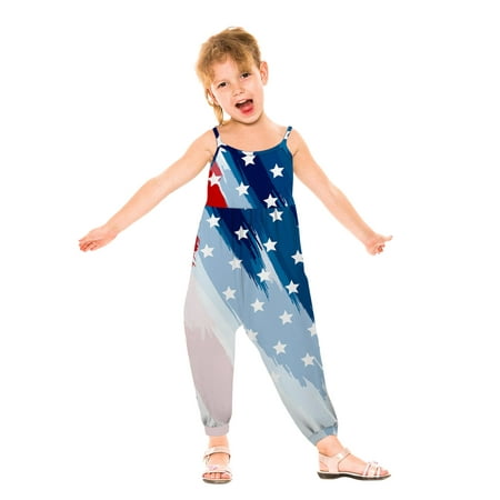 

Girls Clothes Toddler Kids Baby Girls Forth-Of-July Independence Day Romper Jumpsuit Playsuit 120