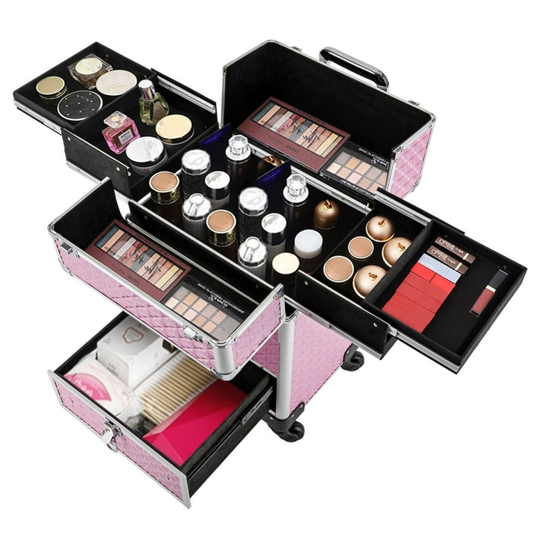Rolling Nail Case Wheeled Manicure Storage Case Polish Organizer Professional Makeup Trolley for Studio or Travelling Nail Technician Artists Cosmetologist Stylist