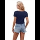 thumbnail image 2 of Camiseta de Corta con Cuello en V y Ombligo Al Descubierto, Azul Marino, Talla S, 2 of 7