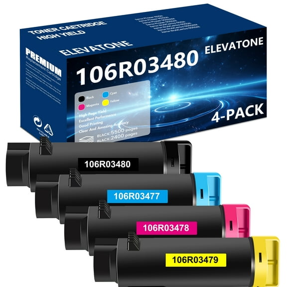 6510/6515 Extra High Capacity Toner Cartridge Compatible for Xerox Phaser 6510 WorkCentre 6515 Printe 4-Color Set (Black Cyan Magenta Yellow)