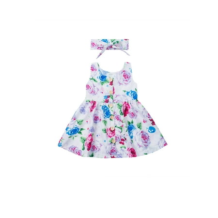 

Toddler Kids Baby Girl 2Pcs Cute Outfits Floral Party Dresses Sundress Summer