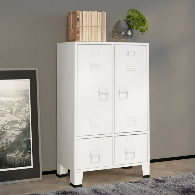 vidaXL Armoire Industrielle Blanche 67x35x107 cm Acier