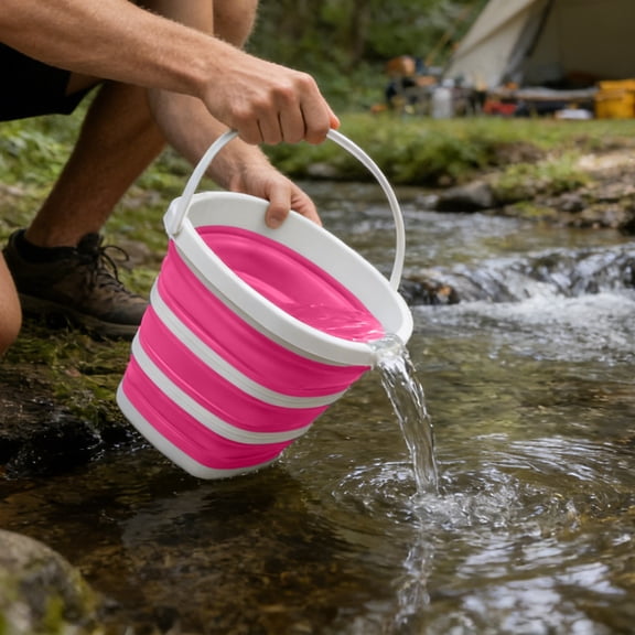 Ohmyroo Collapsible Water Bucket 12.2x9.4in Foldable Portable Basin Household Travel Pail