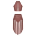 thumbnail image 5 of Traje de danza moderna lírica para Ballet y gimnasia para mujer, traje de patinaje artístico con diamantes de imitación brillantes, Top corto con bragas con falda fluida, 5 of 5