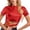 Red, variant on Women's Solid Color Reflective Shiny Metallic Round Neck Short Sleeve Crop Top T Shirt(Red,Xl)