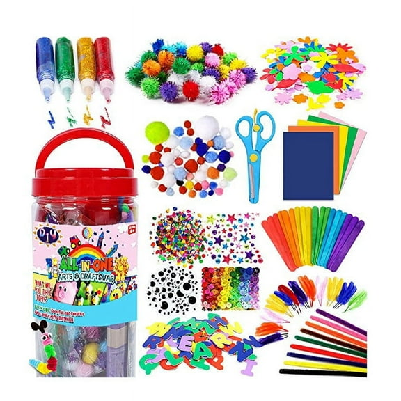 Arts and Crafts Supplies for Kids - Craft Art Supply Kit for Toddlers Age 4 5 6 7 8 9 - All In One D.I.Y. Crafting School Kindergarten Homeschool Supplies Arts Set