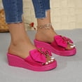 thumbnail image 2 of DeHolifer Ladies' One-Strap Slippers Wedge Heels Open Toe Casual for Spring Summer Beach PU, 2 of 8
