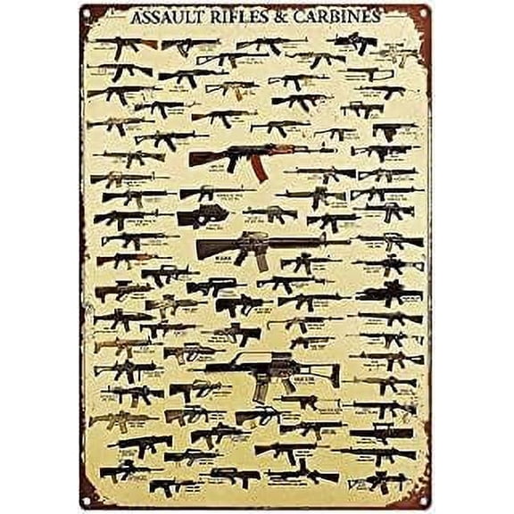 Retro Sign Tin Sign Bathroom Guns Wall Military Prints Aluminum Sign Wall Decor Shed Garage Man Cave Kitchen 8 X 12 Inch