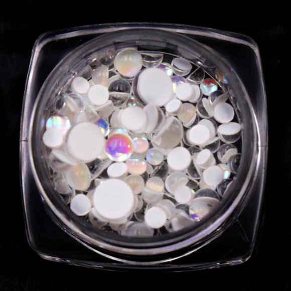 FcBaudy Press on Nails, False nail, Gifts for Women NailArt Jewelry Mermaid Bead Transparent Semi-round Bead Nail Jewelry Rhinestone Nail Art