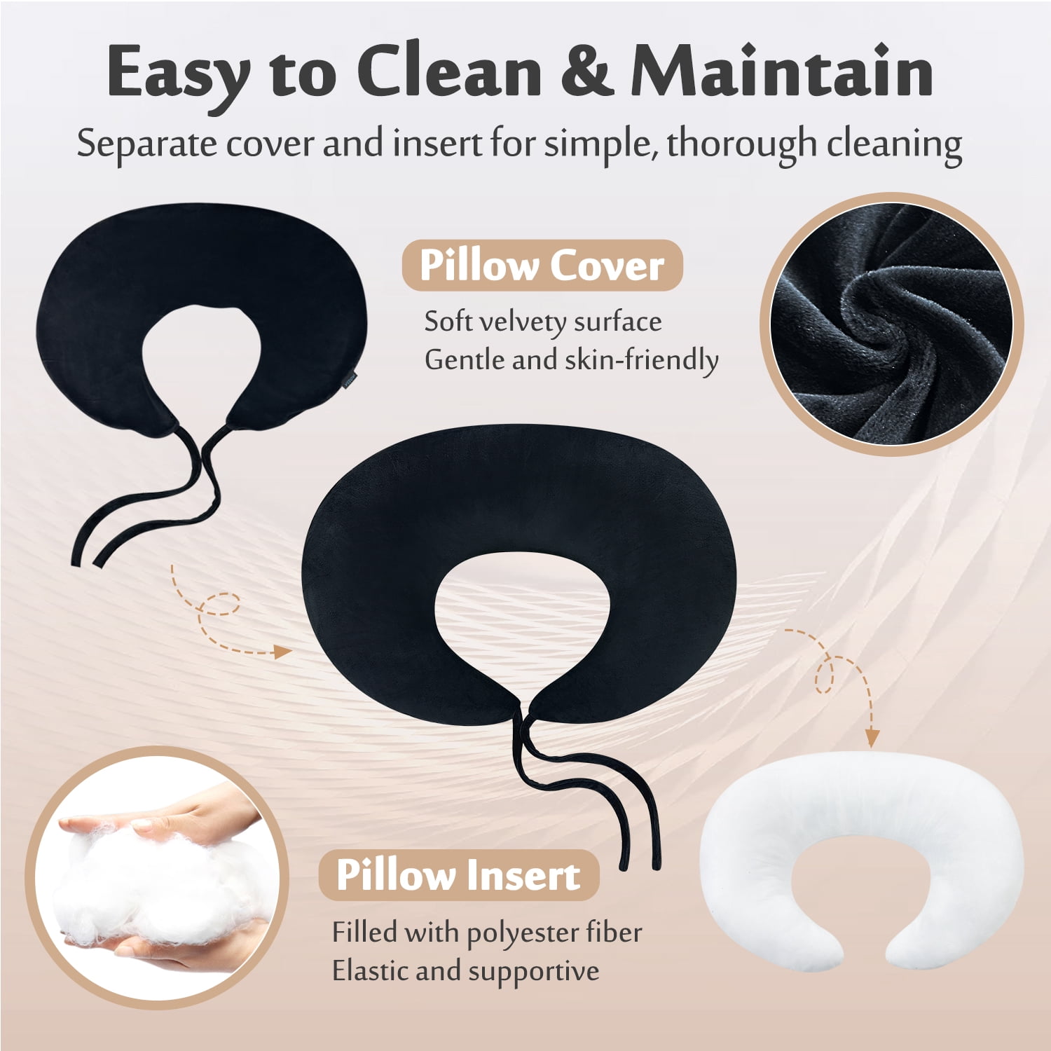 BBL Pillow After Surgery for Sleeping and Sitting, Hip Support Cushion for Brazilian Butt Lift Recovery, Black