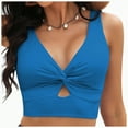 thumbnail image 2 of ORT Bikini Tops for Women Tankini Tops Cropped Knot Twist Cut Out Adjustable Swimsuit Top Beach Bathing Suit Top Only(Dark Blue,L), 2 of 4