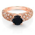 thumbnail image 2 of Gem Stone King 18K Rose Gold Plated Silver Black Onyx and White Moissanite Engagement Ring for Women (1.61 Cttw, Round 7MM, Gemstone December Birthstone, Size 6), 2 of 3