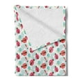 thumbnail image 2 of Ladybugs Soft Flannel Fleece Throw Blanket, Cartoon Woodland Bugs Pattern with Blossoming Flowers Background Spring Season, Cozy Plush for Indoor and Outdoor Use, 50" x 60", Multicolor, by Ambesonne, 2 of 5
