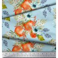 thumbnail image 2 of Soimoi Green polyester Crepe Fabric Tomato & Freesia Floral Decor Fabric Printed Yard 42 Inch Wide, 2 of 5