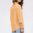 thumbnail image 5 of Women's Business Casual Collar Three Quarter Sleeve Shirt Blouse Top, Professional Work Office Style Button Up Shirt for Women, Elegant Business Attire | CSEONE,Orange L, 5 of 8