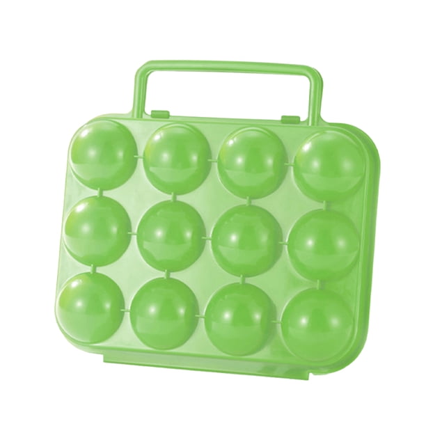 Caja contenedora de huevos portátil para exteriores, caja de almacenamiento de huevos con asa (verde), 12 rejillas, 2 uds.