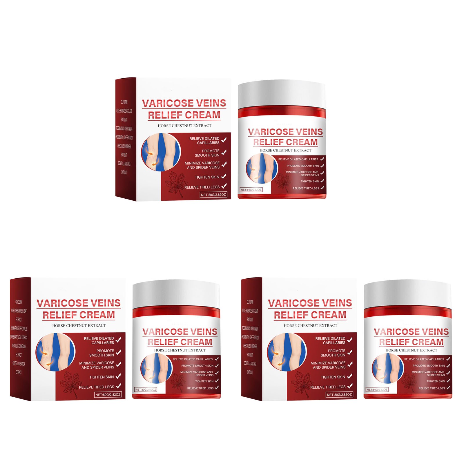 DXOUPM Varicose Vein Cream for Legs Improves Circulation Reduces Spider Veins and Heaviness Soothing Leg 2.82 Oz/80g