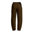 thumbnail image 2 of AKOEE Linen Barrel Pants for Women Back Elastic Pleated Beach Casual Summer Wide Leg Trouser with Pockets (L, Brown), 2 of 8