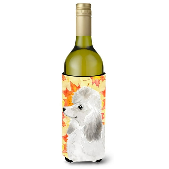 Carolines Treasures BB9526LITERK White Standard Poodle Fall Wine Bottle Beverge Insulator Hugger  Wine Bottle multicolor