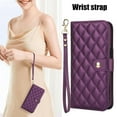 thumbnail image 2 of For Iphone 16 Crossbody Multifunction Rhombic Leather Phone Case(Dark Purple), iPhone 12 Pro Max, 2 of 8