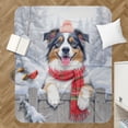 thumbnail image 4 of Playful Australian Shepherd Welcomes Winter Snowy Day with Cardinal Bird Cozy Sherpa Blanket Aussie Dog Lover Gifts Warm Soft Throw Blanket - 2017, 4 of 5