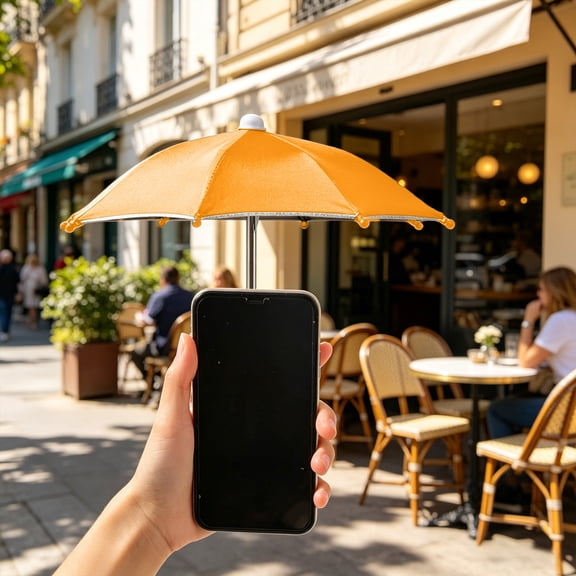 FEOLGEHLY Phone Umbrella, Mini Umbrella, Phone Umbrella Suction Cup Stand, Umbrella for Phone with Universal Adjustable Phone Holder, for Outdoor Mobile Phones Anti Sun&Rain