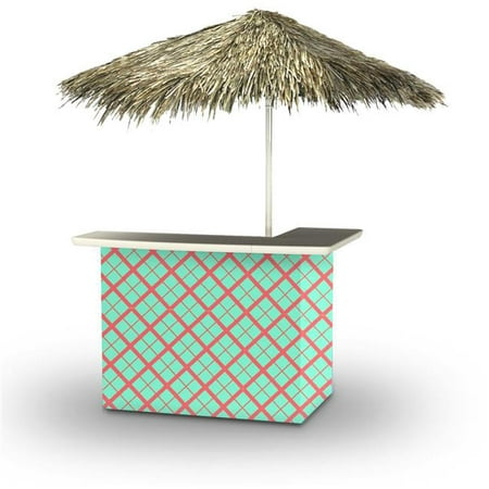 Best of Times 2001W2113-SP Caddy Plaid Palapa Portable Bar & 6 ft. Square Palapa Umbrella,