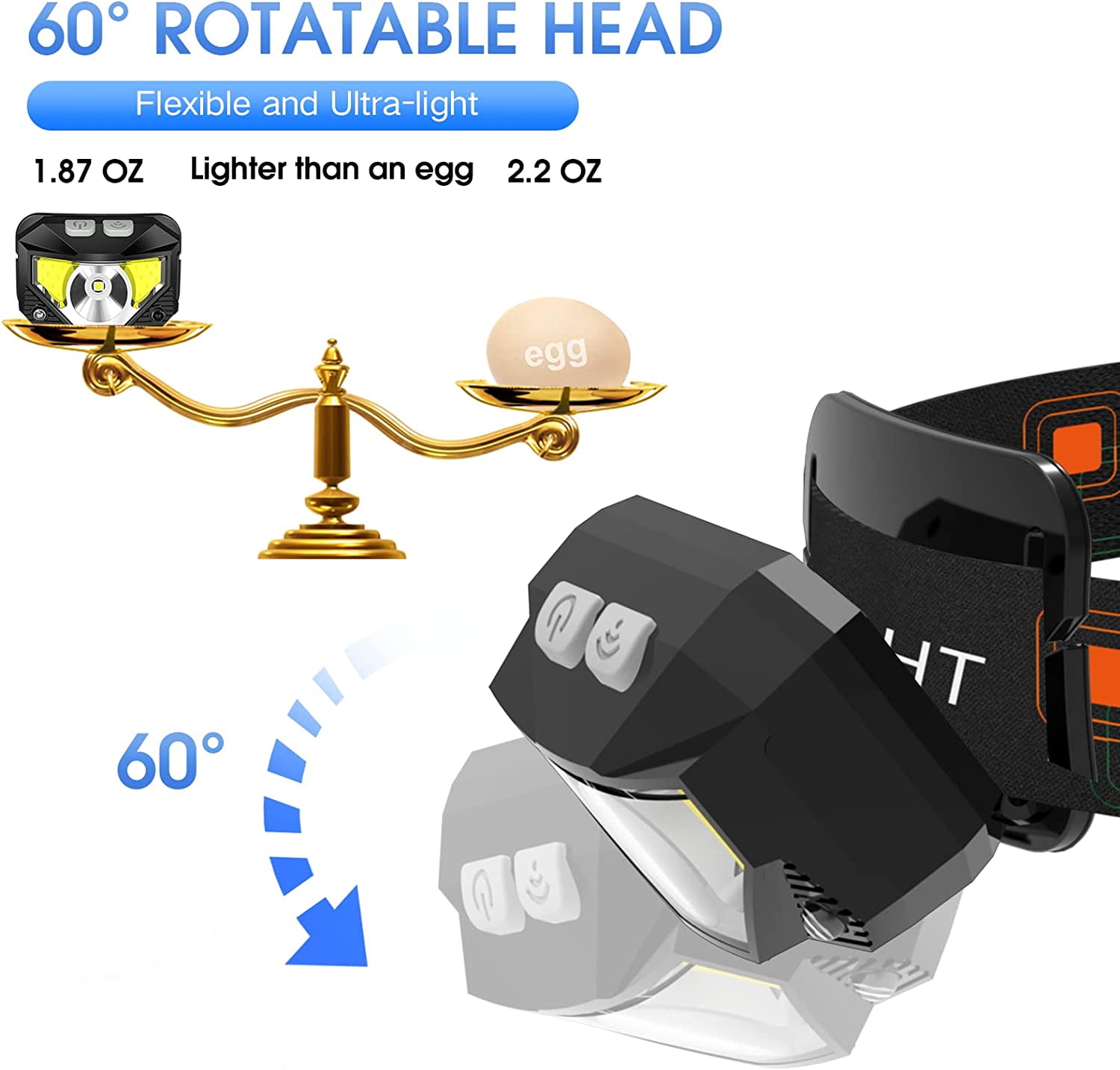MQOUO Headlamp Flashlight, 1200 Lumen Ultra-Light Bright LED Rechargeable Headlight with White Red Light,2-Pack Waterproof Motion Sensor Head Lamp,8 Mode for Outdoor Camping Running Hiking Fishing