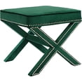 thumbnail image 1 of Meridian Furniture 126Green Nixon Collection Modern | Contemporary Velvet Upholstered Ottoman / Bench with X-Leg Design, Deep Button Tufting and a Solid Wood Frame Green 20.5" W x 20.5" D x 19" H, 1 of 8