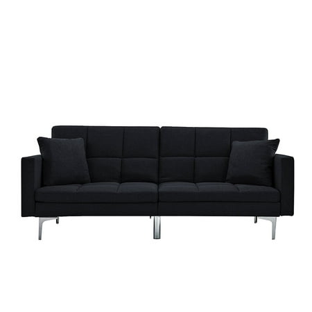 Modern Plush Tufted Linen Split back Living Room Futon, Sofa for Small Space