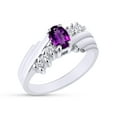 thumbnail image 3 of Oval Shape Natural Diamond And Simulated Amethyst In 14K White Gold Over 925 Sterling Silver Ring Size 11, 3 of 4