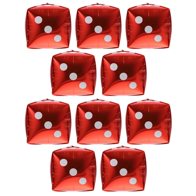 KAKOWELY 10 globos de dados cúbicos, globos de aluminio, dibujos animados, temática de casino, actividades para fiestas, accesorios para fotos.