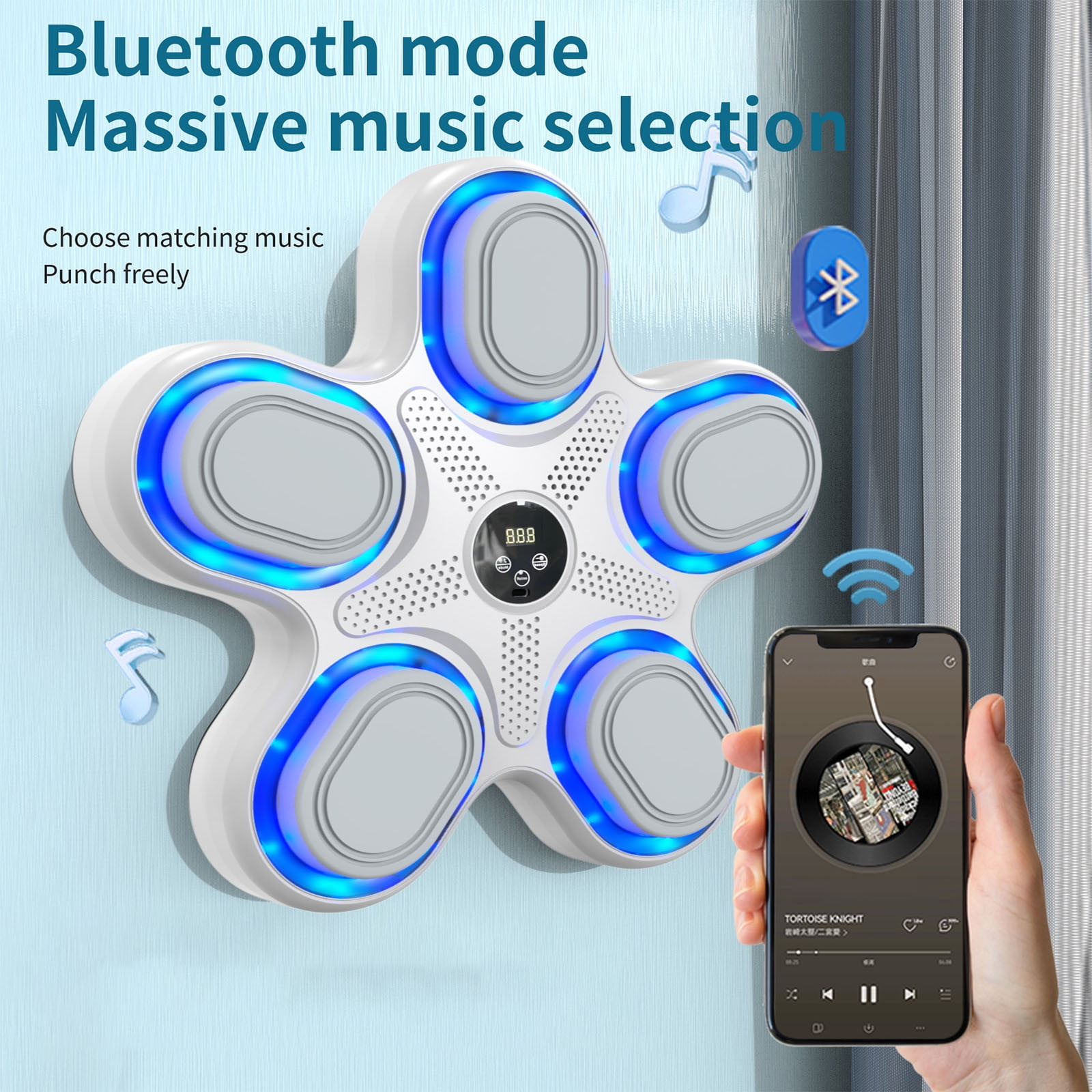 Bluetooth Smart Boxing Training Machine With Data Cable,Instruction Manual, 2 Tape Straps,Wall Target Punching Workout for Kids,Suitable for Home, Office, Gym