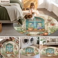 thumbnail image 5 of Round Rugs 3 Ft, Country Flowers Non Slip Area Rugs for Kitchen Bedroom Entryway, Farmhouse Floral Windows Pots Plants Washable Carpet Runner Rug Floor Mats for Bedroom Home Decor, 5 of 8