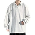 thumbnail image 5 of Blusa y camisa de manga larga con cuello vuelto para hombre, color liso, estampado jacquard, media cremallera, solapa, talla grande, sudadera con capucha para hombre, 5 of 5