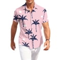 thumbnail image 2 of Mens Hawaiian Shirt Short Sleeve Summer Big and Tall Tropical Print Button Down Shirts for Men Trendy Holiday Beach Shirts Red 5XL, 2 of 7