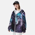 thumbnail image 3 of Balery Purple Sky Wolf Sudadera ligera de manga larga con capucha y protección solar UPF 50+ para hombre y mujer, ideal para pesca y running-X-Large, 3 of 7