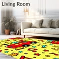 thumbnail image 2 of ODIKA 4'x6' Machine Washable Non-Slip Area Rug, Storybook Train Motif with Cheerful Lettered Cargo and Festive Accents High Traffic Rug, Yellow, 695176, 2 of 7