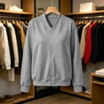 thumbnail image 3 of Jewelreauty Women's Bomber Jackets No Hood Loose Fit Casual Trendy Zip Up Baseball Outerwear Light Fall Coat (S, Gray), 3 of 7