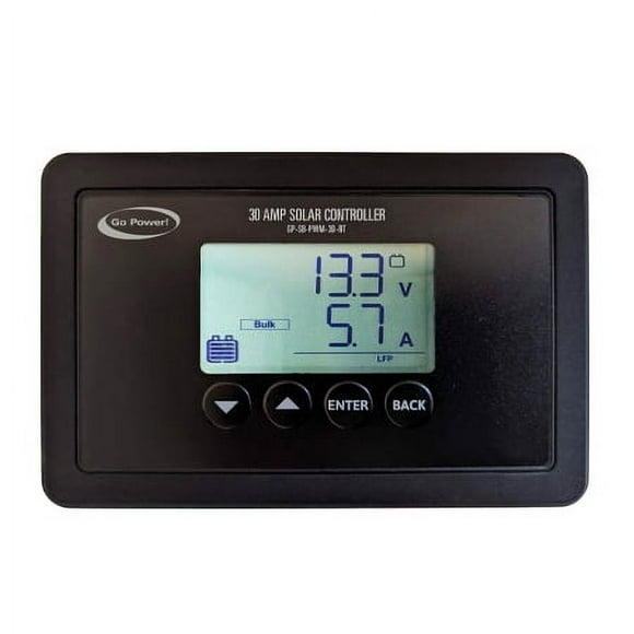 Go Power Chargeur de Pile Contrôleur GP-SB-PWM-30-BT 30 Ampères; Portée de Fonctionnement de 6 à 16 Volts; Port de Charge USB Intégré; Bluetooth Prêt