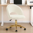 thumbnail image 3 of Furniliving Modern Rolling Mid-Back Armless Office Chair Swivel Upholstered Task Chair Open Curved Vanity Chair for Living Room Bedroom, White, 3 of 11