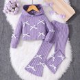 thumbnail image 3 of HCNTES 3T 4T 5T 6T 7T Child Girl Fall Winter Clothes Little Kids Long Sleeve Bow Hooded Sweatshirt Shirt Elastic Waist Pants 2PCS Matching Sets Kid Princess Outfits, 3 of 8