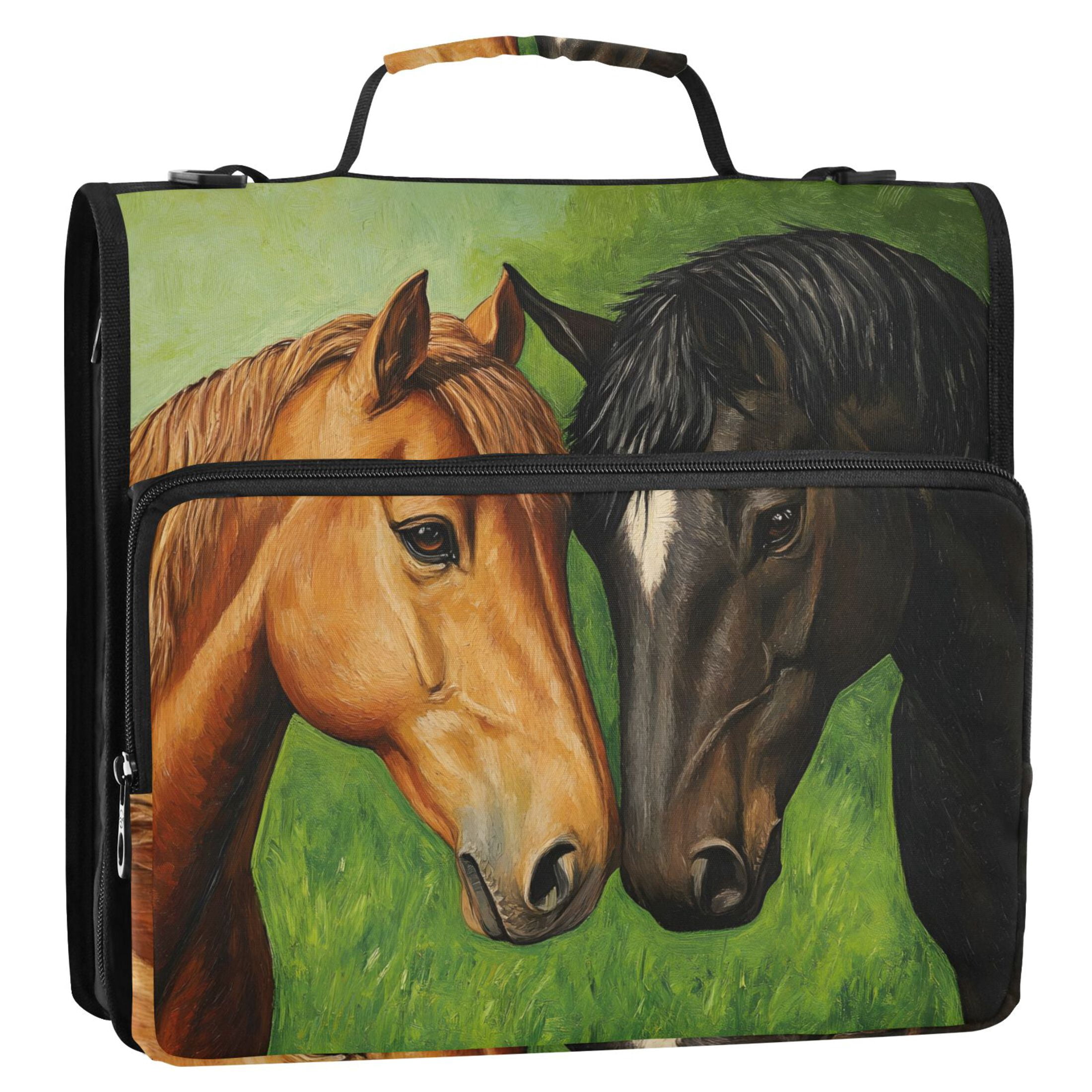 ALAZA Zipper Binder Bag Horses 3 Ring File Folder Binder Organizer Bag
