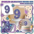 thumbnail image 2 of Birthday Candle Number Purple Glitter Cartoon Creative Party Cake Topper Decoration, Vibrant Numeric Candle for Celebration, Glittering Cake Decor Supplies, 2 of 6