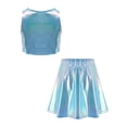 thumbnail image 6 of Haitryli Kids Cheer Outfit Hip Hop Dance Dress Sets 2 Pcs Shiny Skirt And Top Set for Stage Performance Light Blue 6-10, 6 of 7