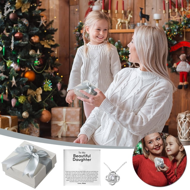 Ganfancp Collar Femenino Clavícula Cadena Joyería de Cuatro Hojas Colgante Eterno Corazón Diamante Joyería Ofertas Del Día 1X Collar + 1X Caja + 1X Tarjeta de Felicitación