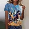 thumbnail image 2 of BOOMNY Womens Horse Racing Short Sleeve Tshirts Crew Neck Graphic Workout T-Shirts Summer Tee Tops for Women, 2 of 4