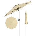 thumbnail image 1 of Yiwa Parasol de Marché, Parasol de Table Extérieur de 9 Pi avec Inclinaison à Bouton-Poussoir, Manivelle et 8 Nervures Robustes pour Protection UV, 1 of 7